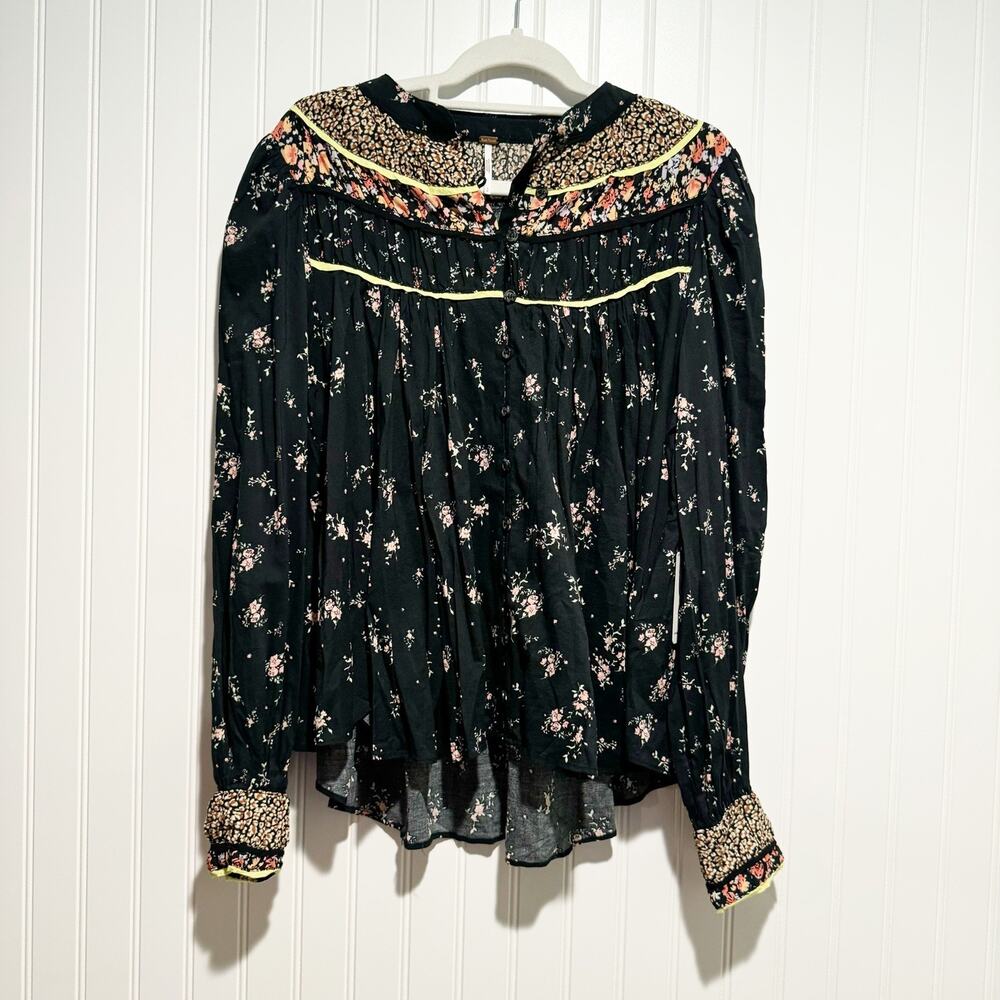 Free People Paloma Floral Boho Top Cotton Size Small NEW - Picture 2 of 8